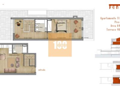 T1 duplex com terraço na Boavista
